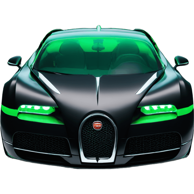 Green neon colored light under a black Bugatti  emoji