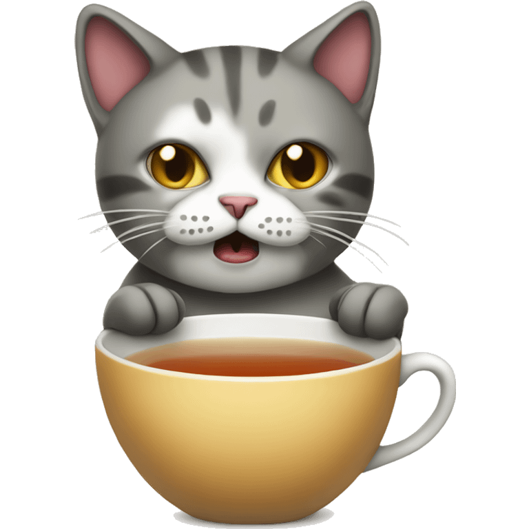 SICK CAT with a cup of tea emoji