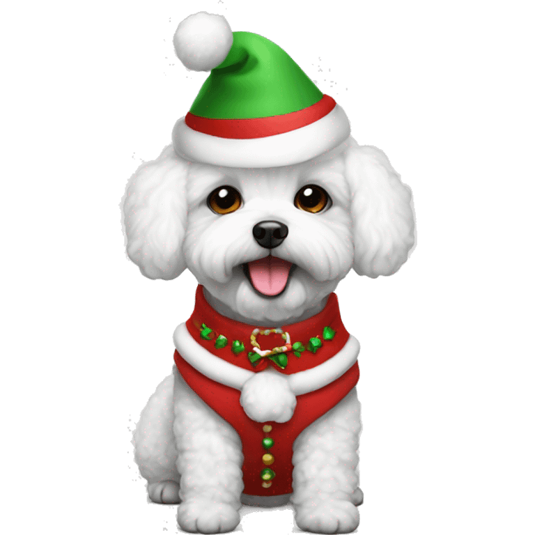 bichon in christmas costume emoji