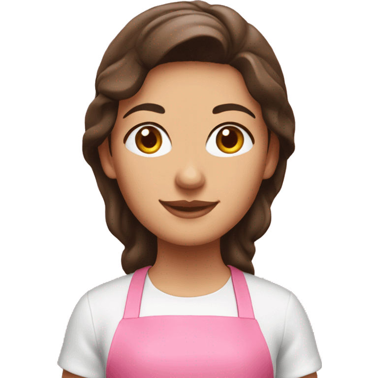 Brunette baker w pink apron emoji