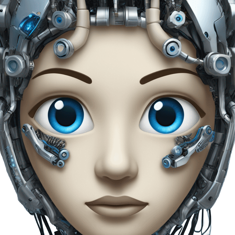 Blue Eye Half Robot emoji