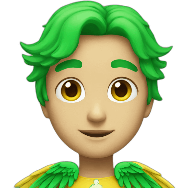 Green Angel yellow wings emoji