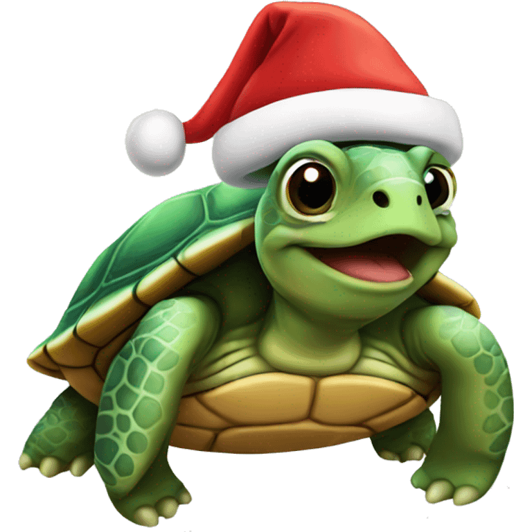 A turtle wearing a Santa Hat emoji