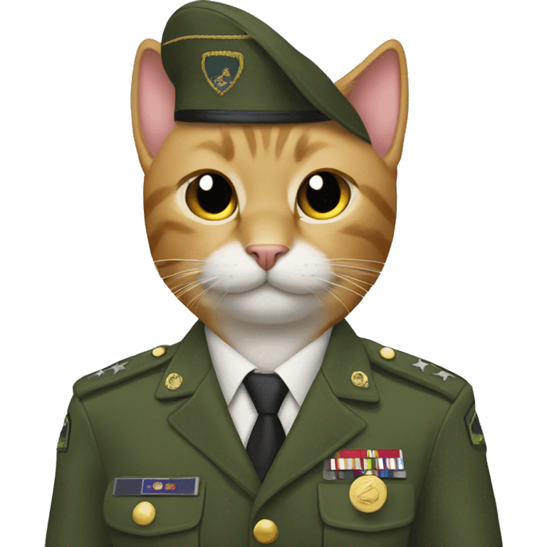 cat in military uniform cutting someones hair emoji