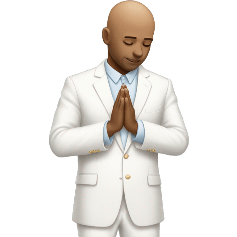 bald man praying white suit emoji