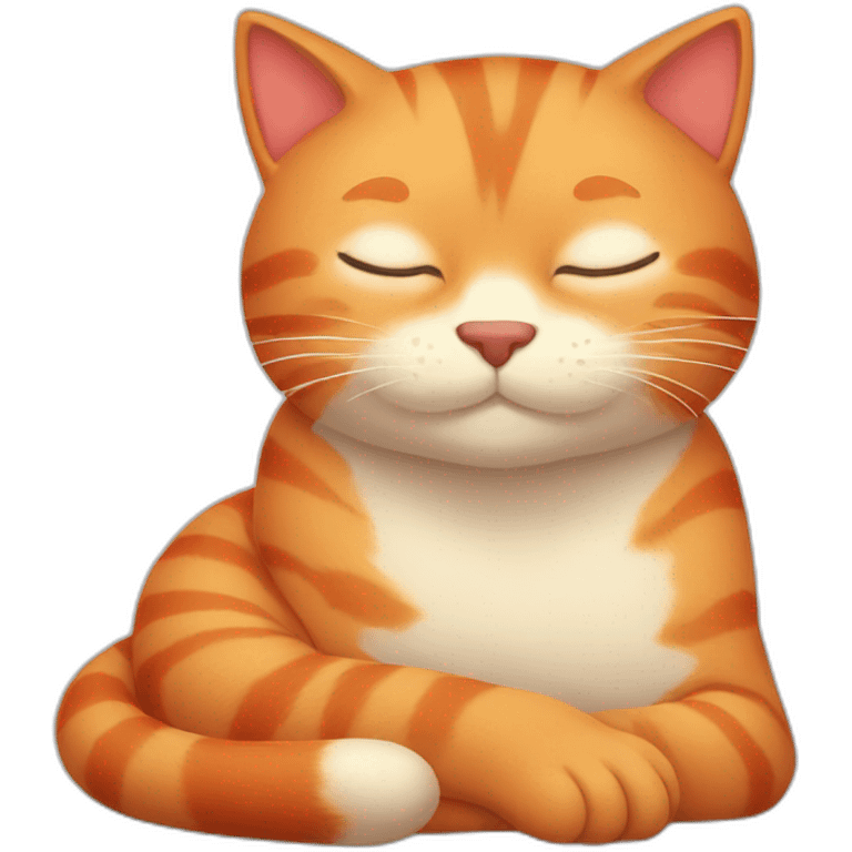 Red cat sleeping comfortly emoji