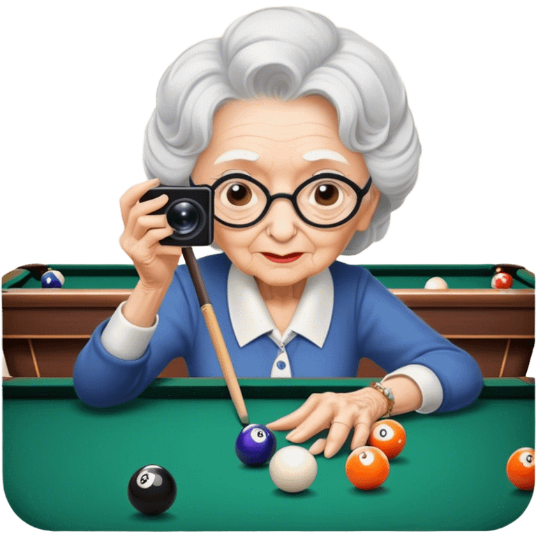 Old lady taking photo of billiards emoji