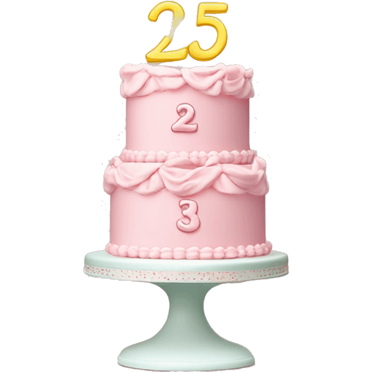 Light pink 3 tier cake with bows and vintage frosting design 25 number on top emoji