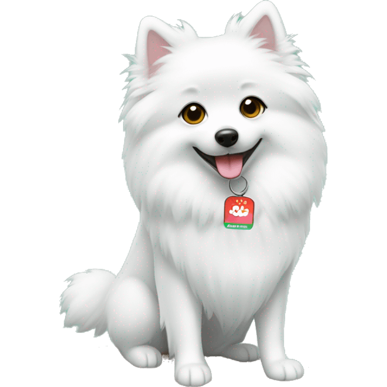 japanese spitz with name tag minty emoji