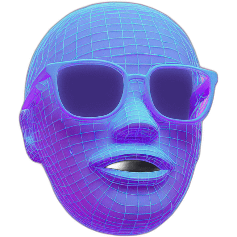 vaporwave 3d wireframe emoji