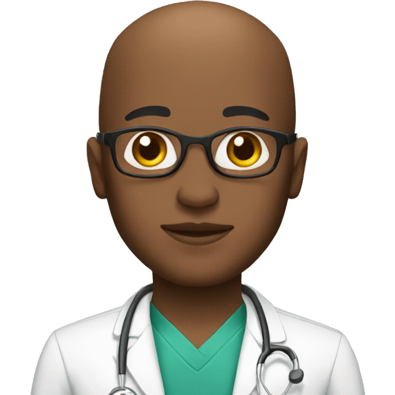 Black doctor without hair emoji