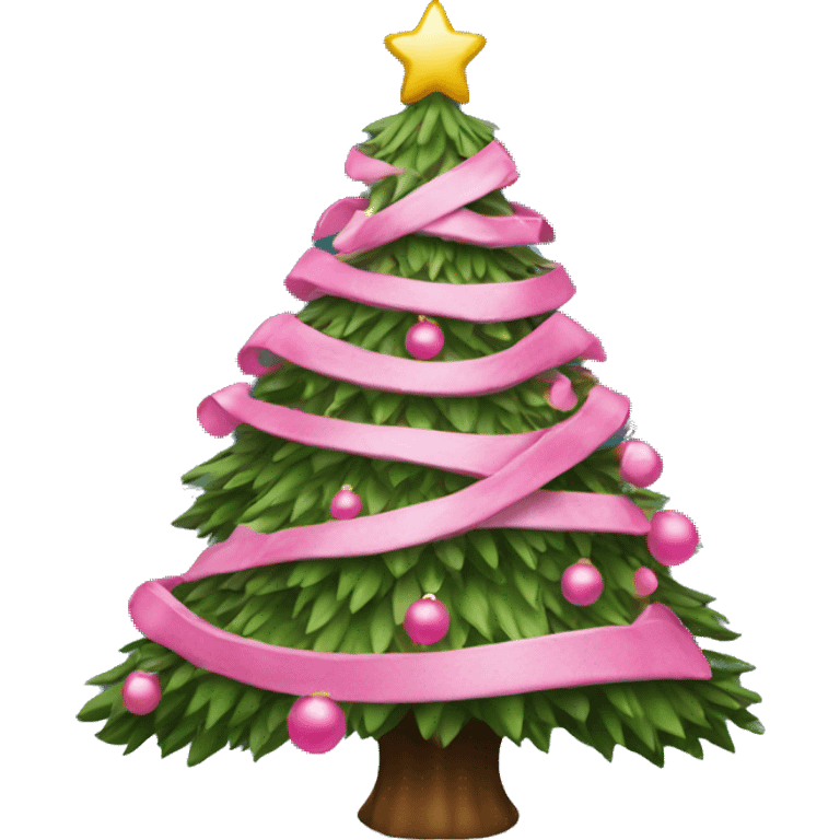 christmas tree with pink decor emoji