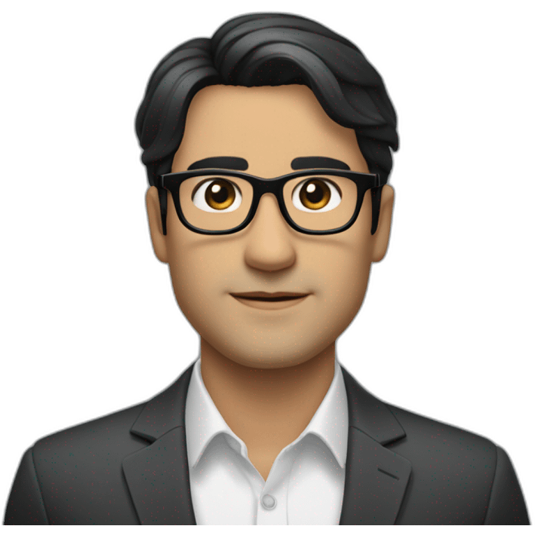 He is handsome man about 40 with black hair and eyes light skeen an he wear black glasses and suit he is employee of bank emoji