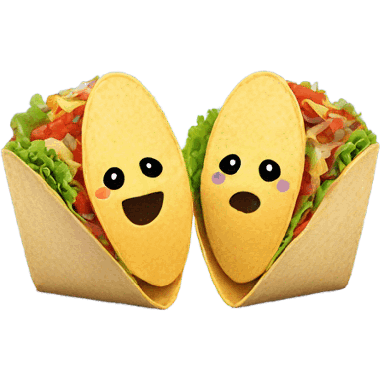 two tacos with faces kissing emoji