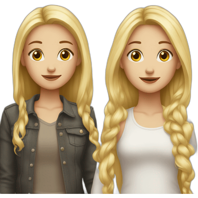 tall blond girl and tall brun girl  emoji