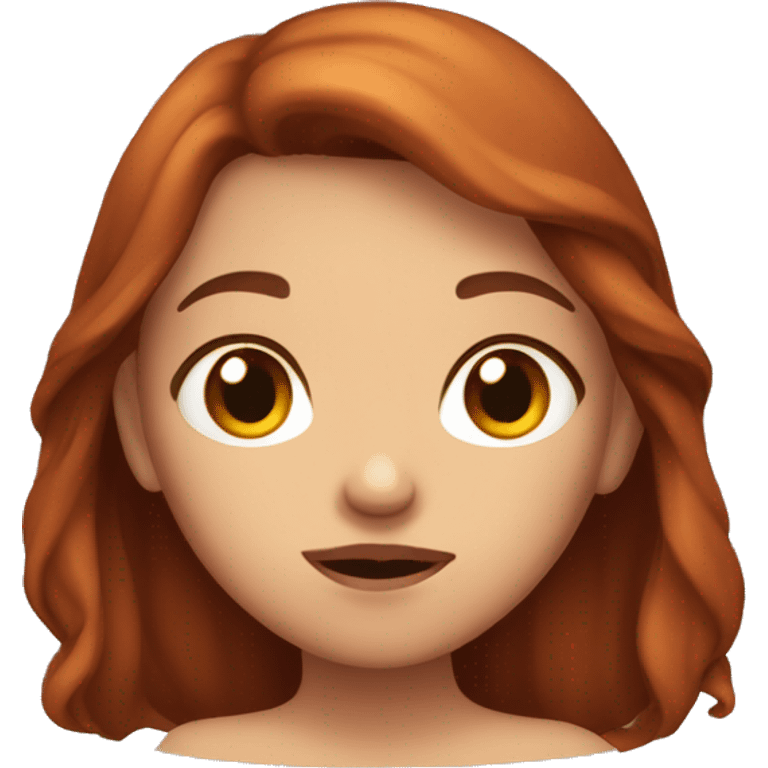 fair Girl with reddish brown hair pouting, basically making a face to blow a candle. emoji