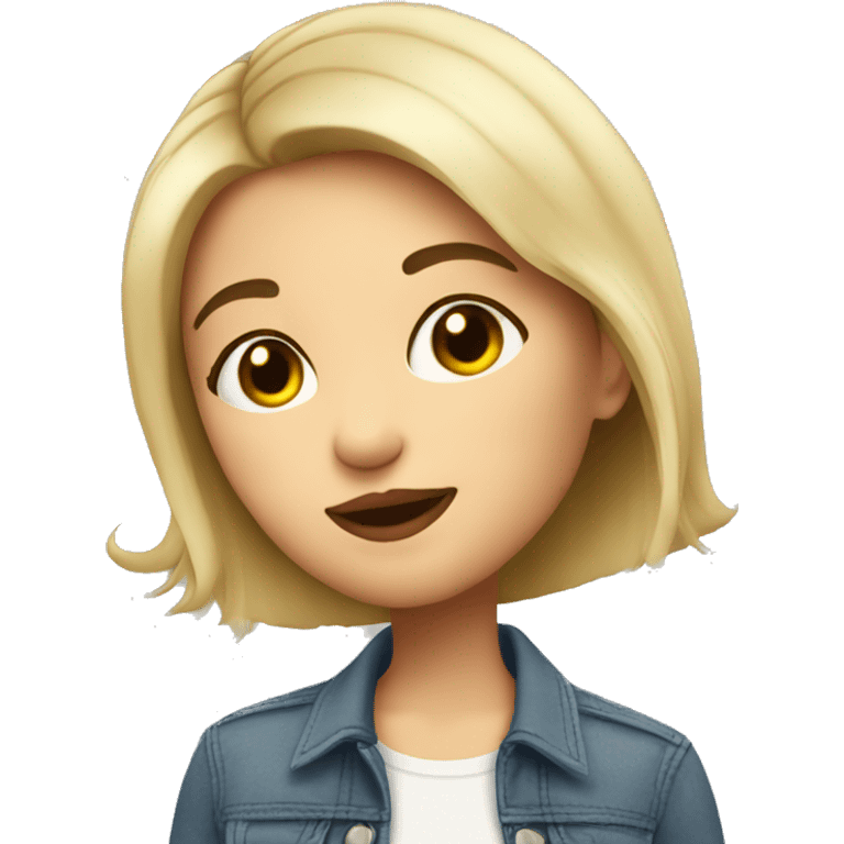 short haired brunette girl kissingwith long blonde hair emoji