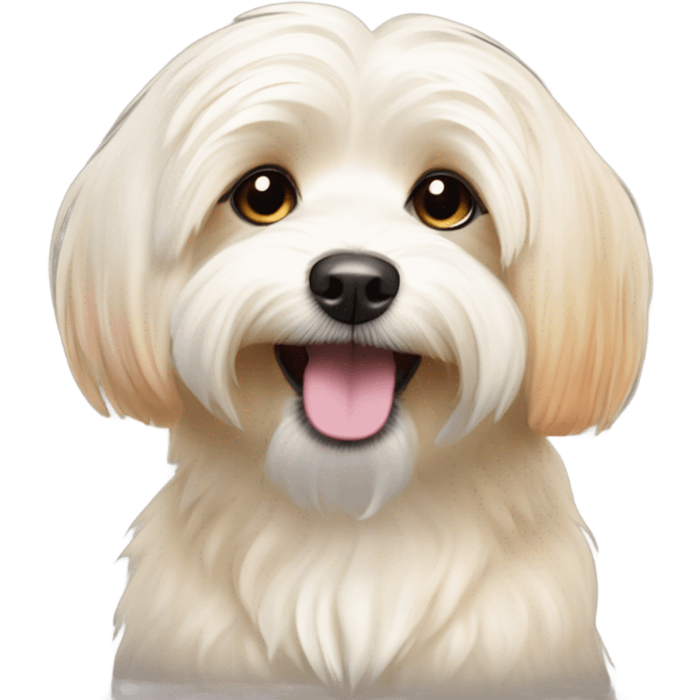 Cream colored havanese with RAINBOW TAIL and normal cream ears emoji