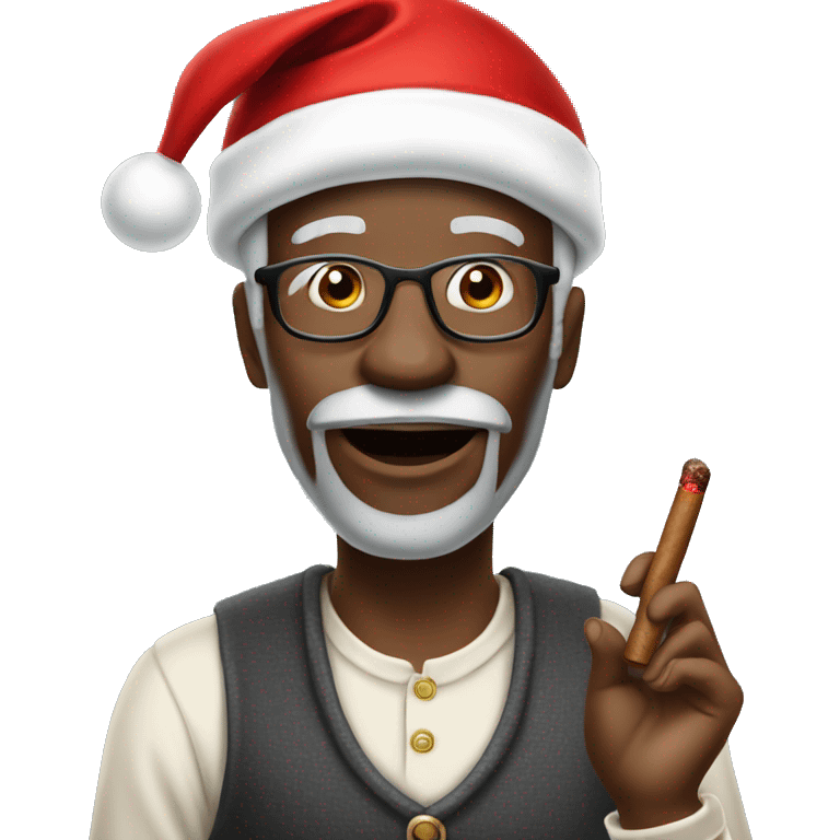 Old African American man with Santa hat and cigar emoji