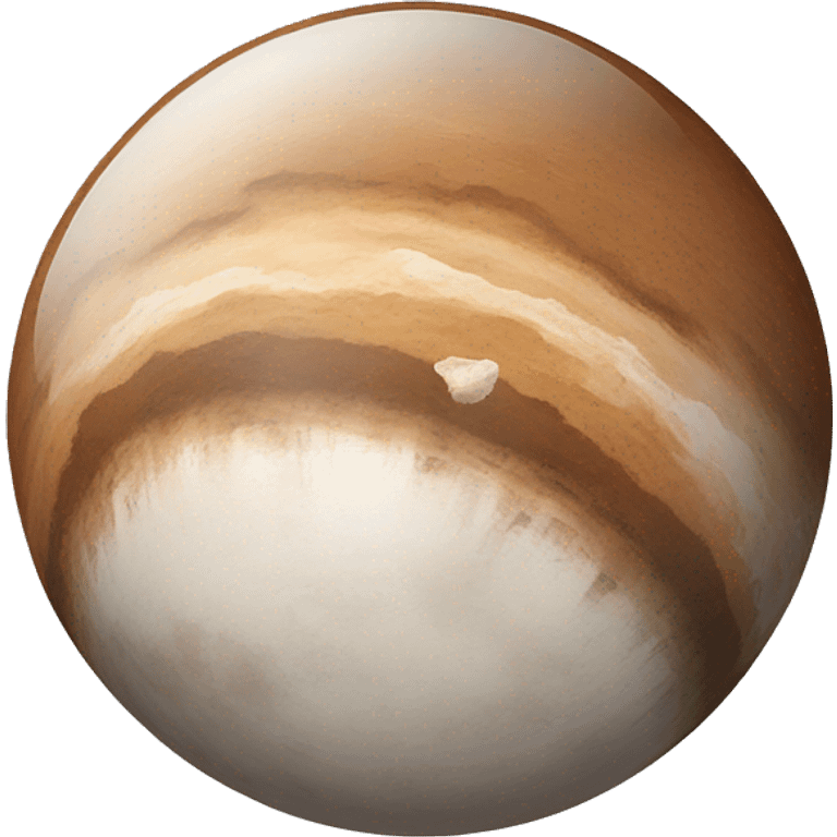 A planet, with rock and icy surface, mostly white and soft brown as colors emoji