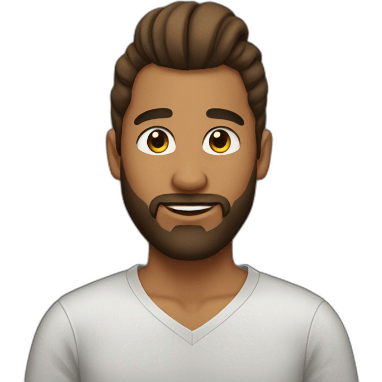 Beard brown man bun emoji