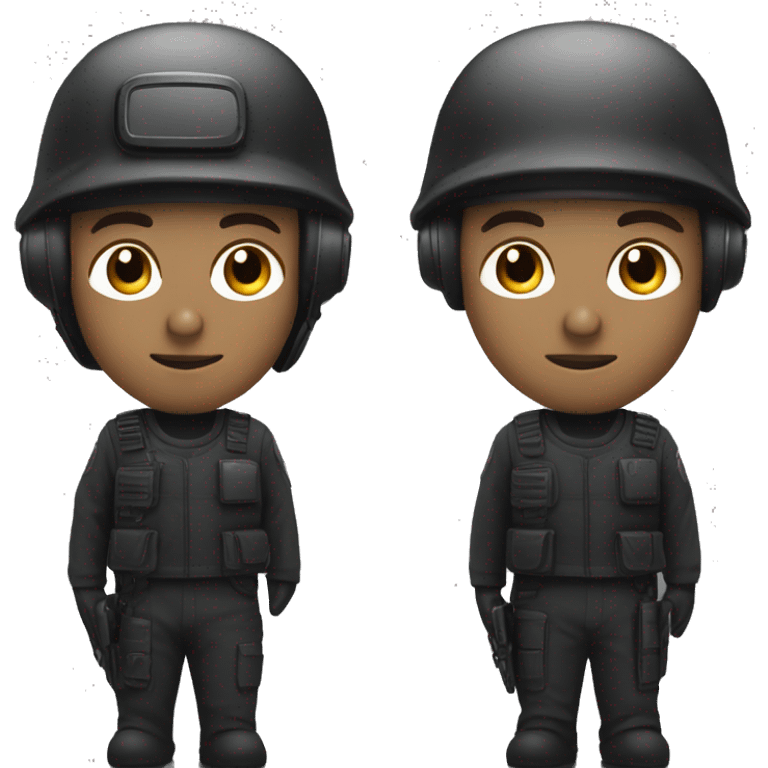 operator dressed in black with a milatary helmet, without glasses, wearing a headset, preferably male white emoji