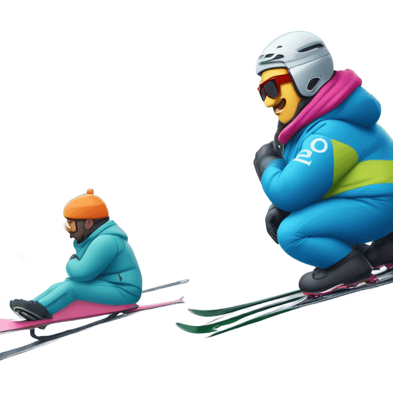 a fat guy skiing with a peugeout car emoji