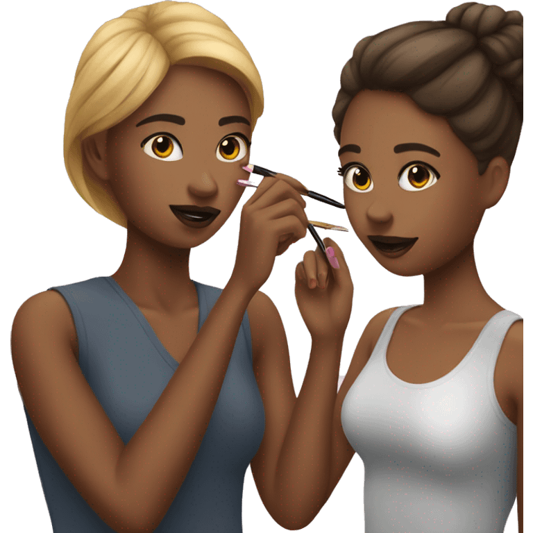 "A girl doing makeup on her friend." emoji