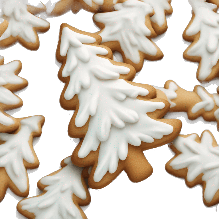 white frosted gingerbread cookie shaped like a pine tree emoji