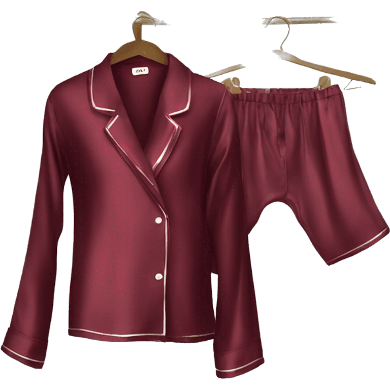 Luxury silk dark red pyjama on hanger emoji