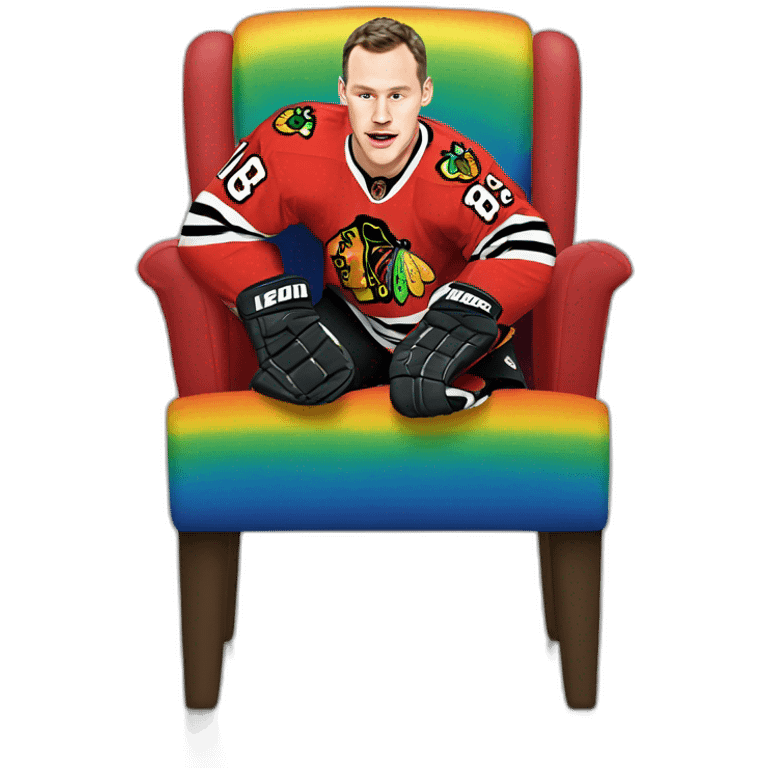 Jonathan Toews as rainbow colored chair emoji