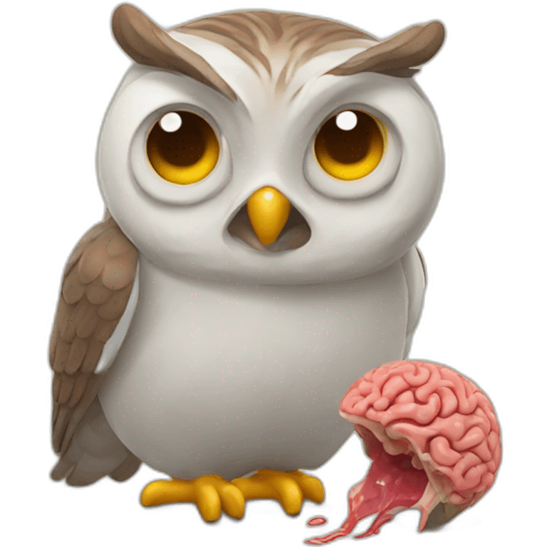 Owl eating a brain emoji