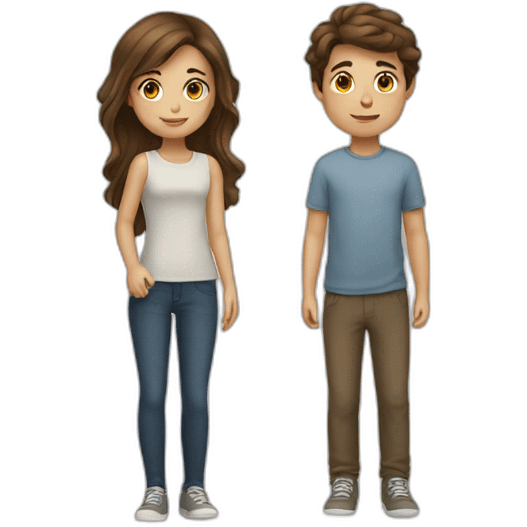 Girl with brown hair and boy emoji