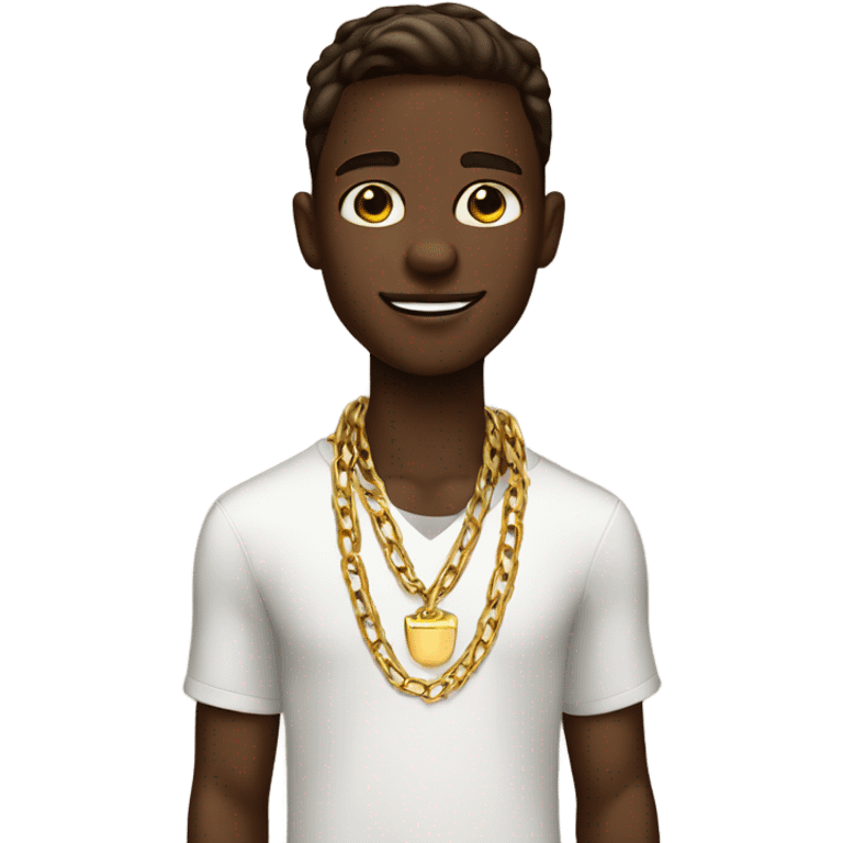 handsome chocolate boy with gold chains and swagger emoji