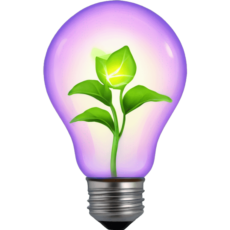 a plant sprout inside a glowing idea lightbulb emoji