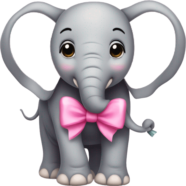 Cute elephant with pink bow emoji