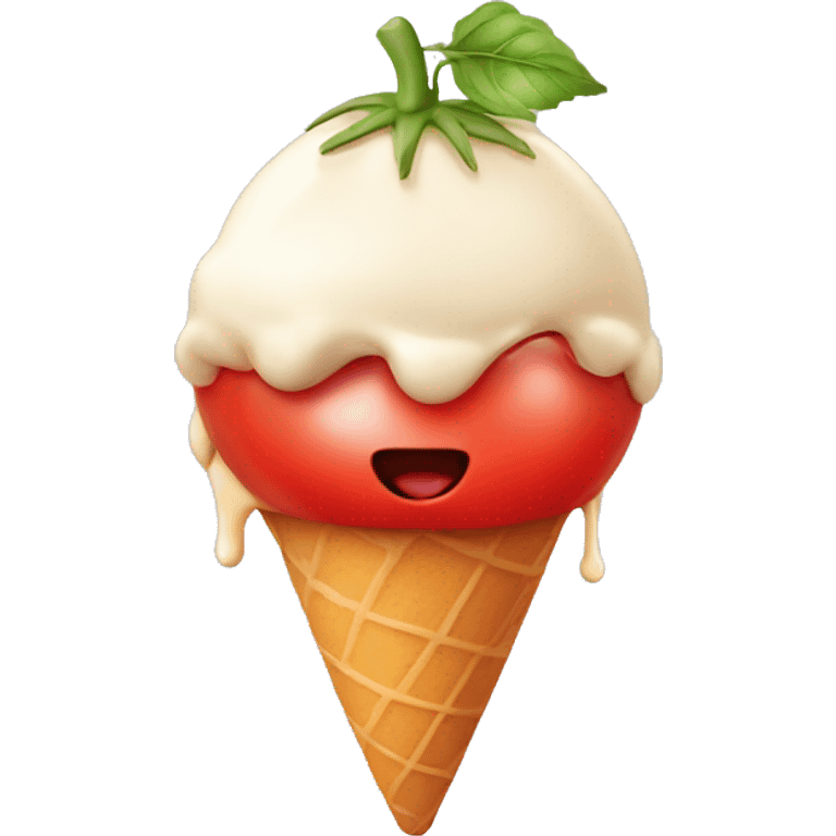 Tomato with a mouth, licking an ice cream cone emoji