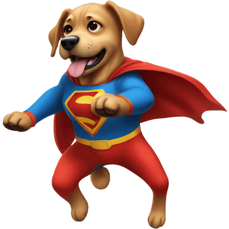 dog with a superman suit on throwing a punch emoji