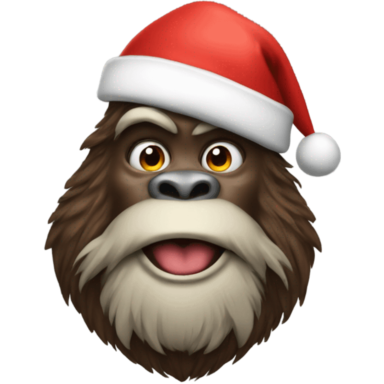 Bigfoot wearing Santa hat emoji