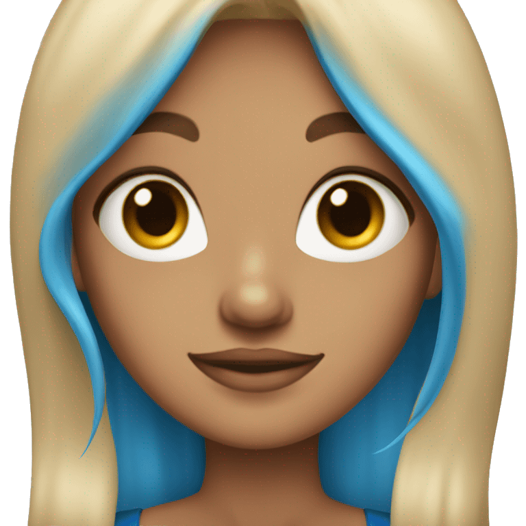 A girl with long blue hair and tan skin emoji