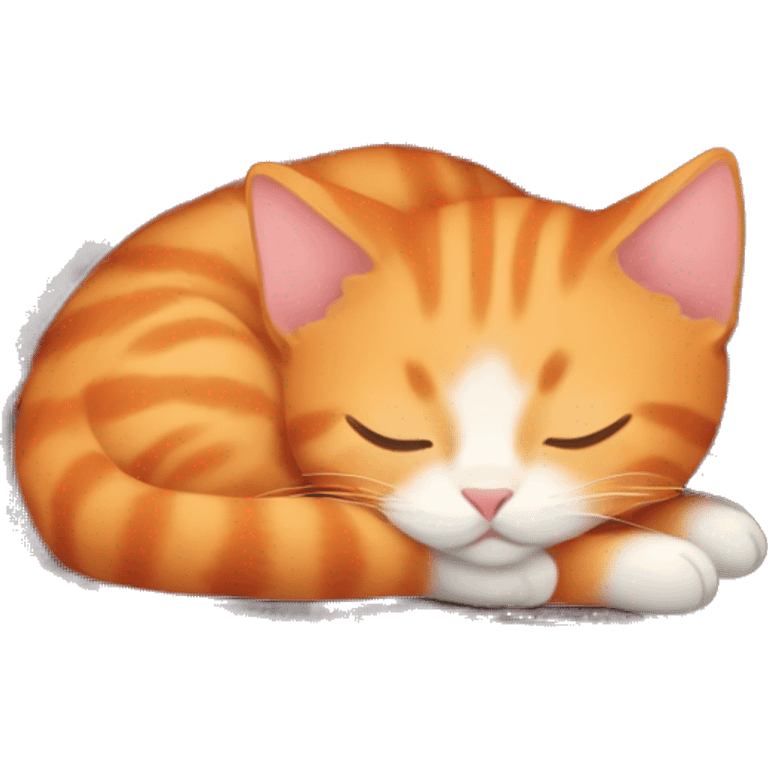 Orange kitten sleeping on a Christmas blanket  emoji