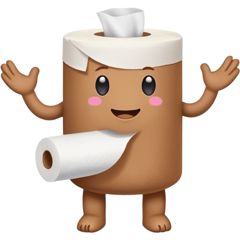 poo standing holding hands with a toilet paper emoji