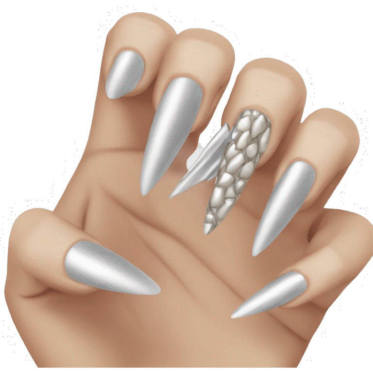 long silver nails emoji