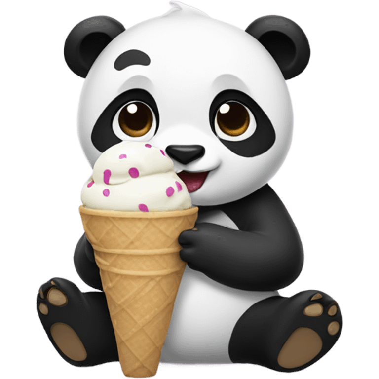 Panda eating ice cream emoji