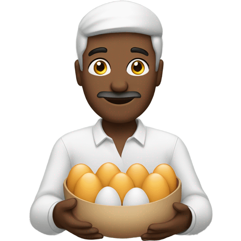 Man holding 6 eggs emoji