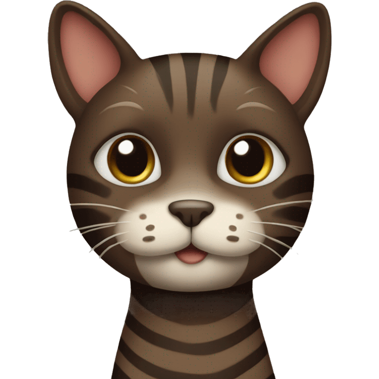 Dark brown cat with stripes emoji