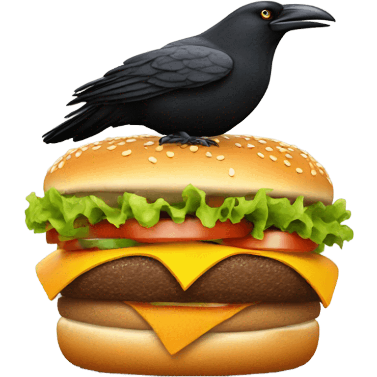 Hamburger wearing a crow  emoji