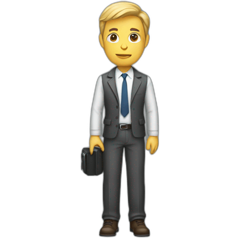 journalist with full body holding a micro emoji