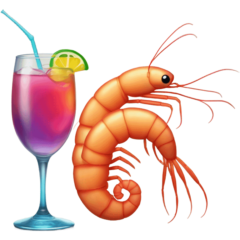 Shrimp drinking a cocktail  emoji