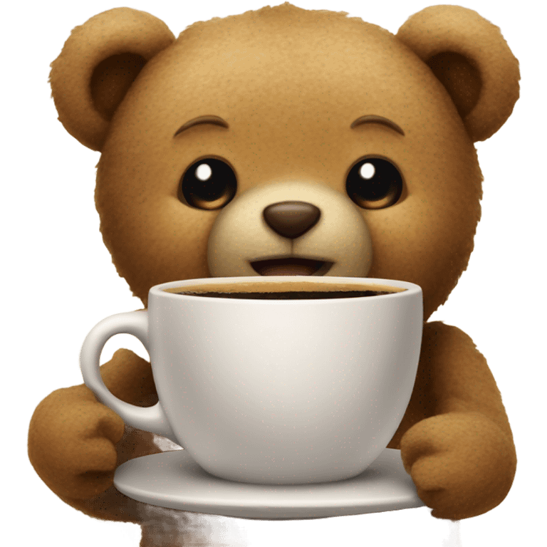 Teddy bear with coffee emoji